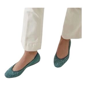 Rothy's The Square Flats Metallic Mirage Zebra Green Ballet Shoes